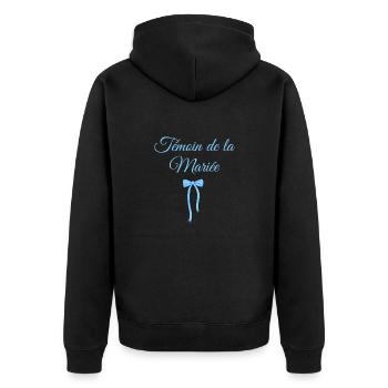 Trauzeugin der Braut Blaue Schleife - Unisex Premium Bio Zip Hoodie - Schwarz - Hinten - Nico (187cm)