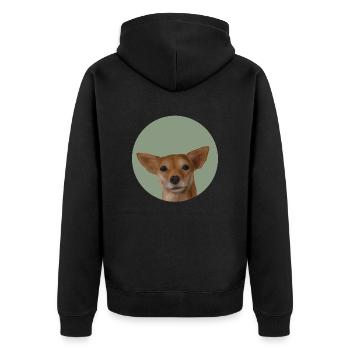 Solar - Unisex Premium Organic Zip Hoodie - black - Back - Nico (187cm)