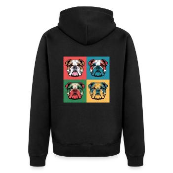 Un bulldog avec un style pop art - Veste à capuche bio Premium Unisexe - noir - Dos - Nico (187cm)
