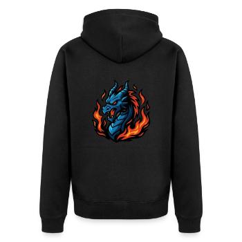 Dragon – Fureur ardente | Mascotte du zodiaque urbain - Veste à capuche bio Premium Unisexe - noir - Dos - Nico (187cm)