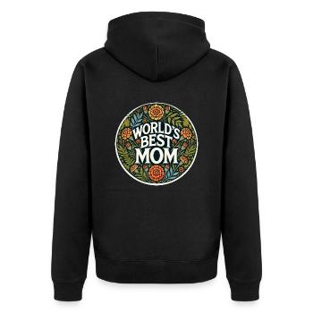 Die beste Mutter der Welt - Unisex Premium Bio Zip Hoodie - Schwarz - Hinten - Nico (187cm)