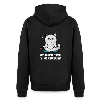 Mon temps seul est pour miaouer – Chat zen sarcastique - Veste à capuche bio Premium Unisexe - noir - Dos - Nico (187cm)