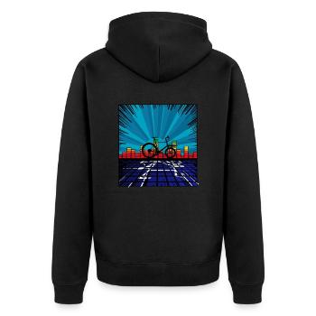 Sound Wave Cargo Bike Omnium - Unisex Premium Organic Zip Hoodie - black - Back - Nico (187cm)
