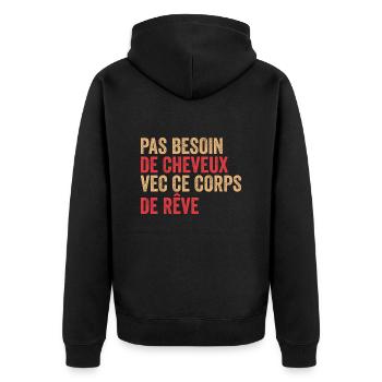 Pas besoin de cheveux avec ce corps de rêve - Veste à capuche bio Premium Unisexe - noir - Dos - Nico (187cm)