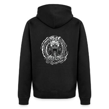 Freier Außerirdischer Zewa - Unisex Premium Bio Zip Hoodie - Schwarz - Hinten - Nico (187cm)