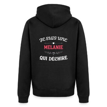 t shirt je suis une Melanie qui déchire - Veste à capuche bio Premium Unisexe - noir - Dos - Nico (187cm)