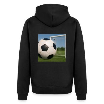 Sport - Fußball - Unisex Premium Bio Zip Hoodie - Schwarz - Hinten - Nico (187cm)