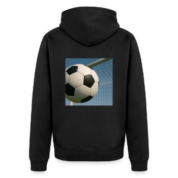 Sport - Fußball - Unisex Premium Bio Zip Hoodie - Schwarz - Hinten - Nico (187cm)