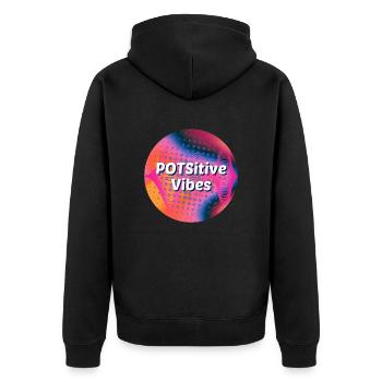 POTSitive Vibes bunter Hintergrund Wellen - Unisex Premium Bio Zip Hoodie - Schwarz - Hinten - Nico (187cm)