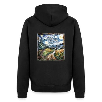 Graffiti Landscape Fields Rust Metal Urban - Unisex Premium Organic Zip Hoodie - black - Back - Nico (187cm)