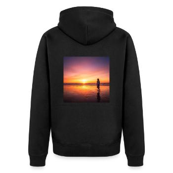 Whisper of the Sunset - Unisex Premium Organic Zip Hoodie - black - Back - Nico (187cm)