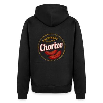 Chorizo Retro Sausage Vintage BBQ Gourmet Grill Party - Unisex Premium Organic Zip Hoodie - black - Back - Nico (187cm)