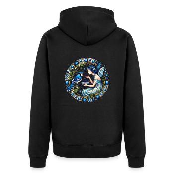 Blue Jay Fairy - Unisex Premium Organic Zip Hoodie - black - Back - Nico (187cm)