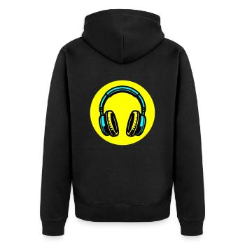 Kopfhörer Symbol Musik - Unisex Premium Bio Zip Hoodie - Schwarz - Hinten - Nico (187cm)