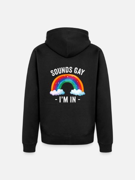 Humorous Rainbow Arch "Sounds Gay I'm In" - Unisex Premium Organic Zip Hoodie - black