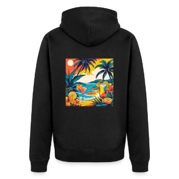 Summer Vibes Only | Tropical Beach T-Shirt - Veste à capuche bio Premium Unisexe - noir - Dos - Nico (187cm)