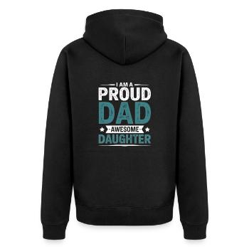 Vater und Tochter - Unisex Premium Bio Zip Hoodie - Schwarz - Hinten - Nico (187cm)
