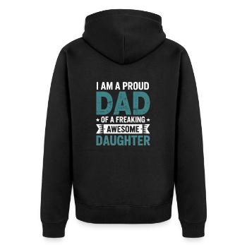 Vater und Tochter - Unisex Premium Bio Zip Hoodie - Schwarz - Hinten - Nico (187cm)