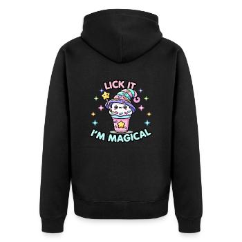 Lick It I’m Magical – Kawaii Milkshake Mage - Unisex Premium Organic Zip Hoodie - black - Back - Nico (187cm)