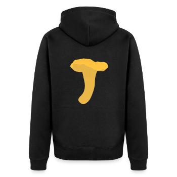 Pfifferlinge - Unisex Premium Bio Zip Hoodie - Schwarz - Hinten - Nico (187cm)