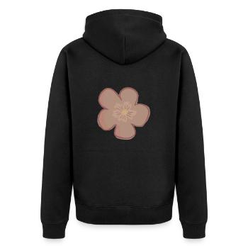 Rosa Blume - Unisex Premium Bio Zip Hoodie - Schwarz - Hinten - Nico (187cm)