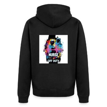 🩺 Infirmière en congé – Chemise drôle - Veste à capuche bio Premium Unisexe - noir - Dos - Nico (187cm)