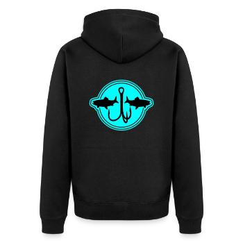 Fishing Symbol Fish Hook - Unisex Premium Organic Zip Hoodie - black - Back - Nico (187cm)