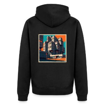 1751641128033 - Unisex Premium Bio Zip Hoodie - Schwarz - Hinten - Nico (187cm)