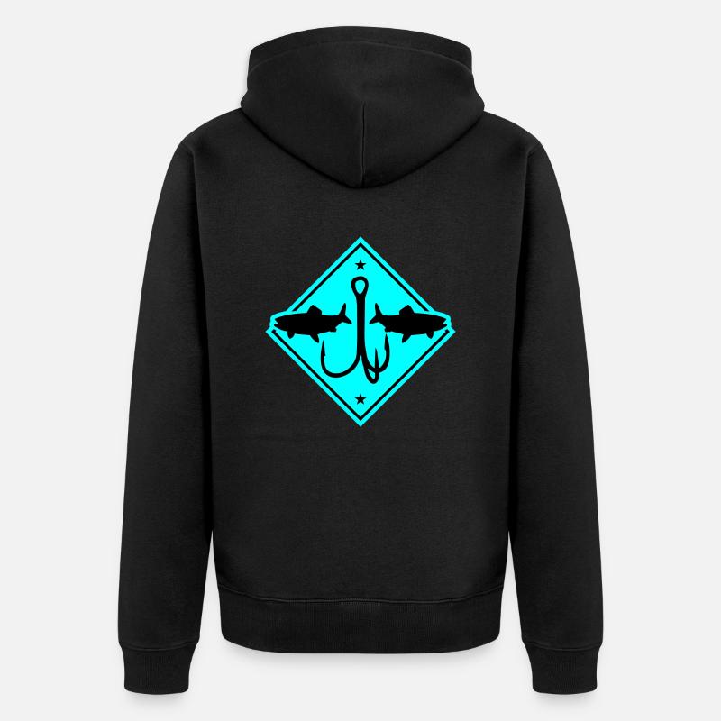 Pêche Icône de pêche - Veste à capuche bio Premium Unisexe - noir