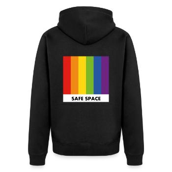 Safe Space Pride Verbündete - Unisex Premium Bio Zip Hoodie - Schwarz - Hinten - Nico (187cm)