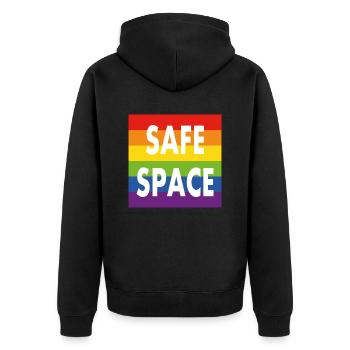 Pride Allyship Safe Space Verbündeter Regenbogenflagge - Unisex Premium Bio Zip Hoodie - Schwarz - Hinten - Nico (187cm)
