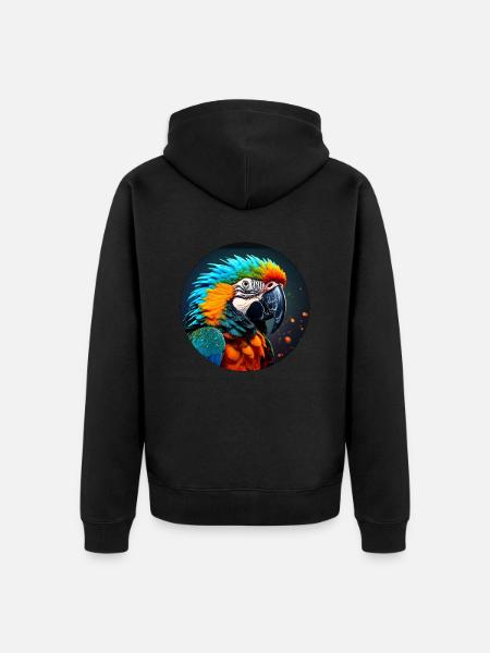 papagei,bunt,pailletten,glitzer,vogel - Unisex Premium Bio Zip Hoodie - Schwarz