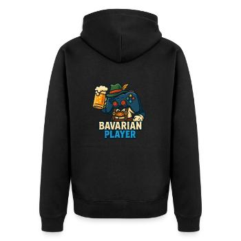 bavarian player - Unisex Premium Bio Zip Hoodie - Schwarz - Hinten - Nico (187cm)