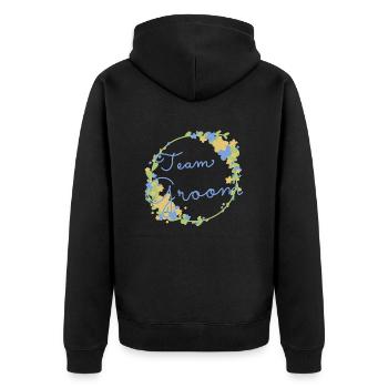 Team Groom /Team Bräutigam - Unisex Premium Bio Zip Hoodie - Schwarz - Hinten - Nico (187cm)