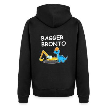 Bagger Bronto - Unisex Premium Bio Zip Hoodie - Schwarz - Hinten - Nico (187cm)