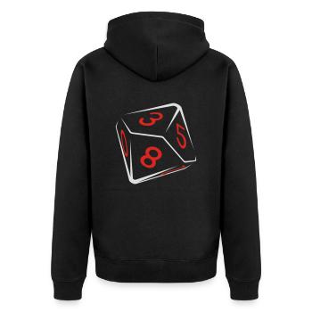 d10 - 2 colors - Unisex Premium Bio Zip Hoodie - Schwarz - Hinten - Nico (187cm)