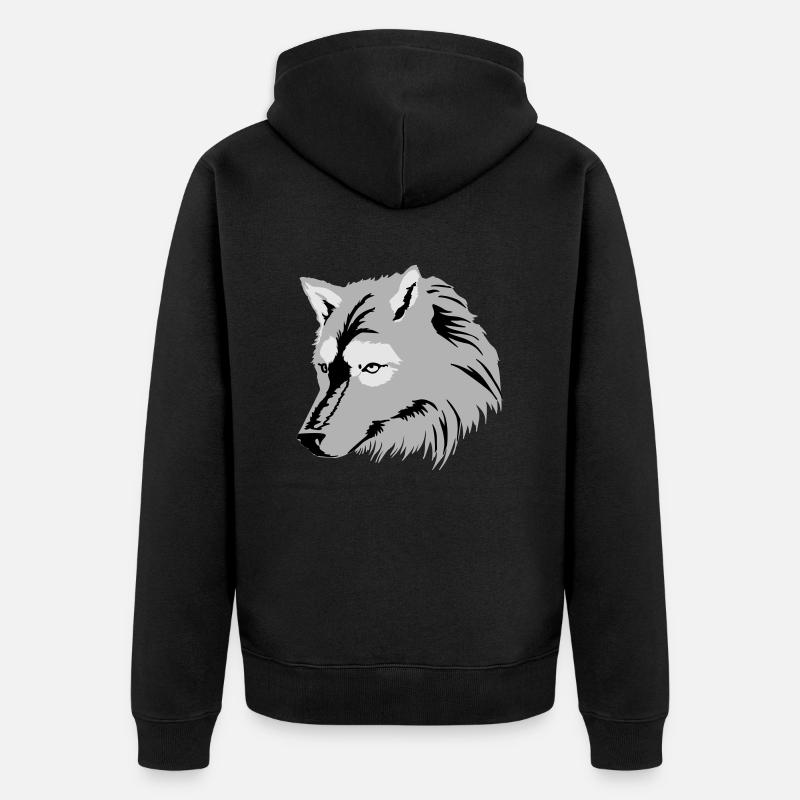 Loup / Wolf (3c) - Veste à capuche bio Premium Unisexe - noir