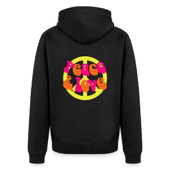 Peace and Love - Unisex Premium Bio Zip Hoodie - Schwarz - Hinten - Nico (187cm)