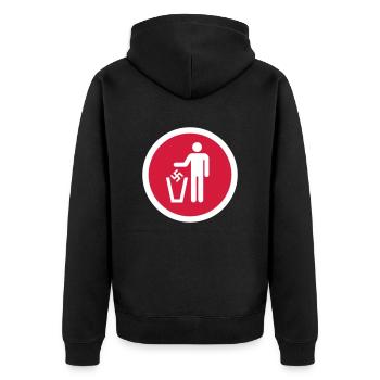 Hakenkreuz in Papierkorb - Unisex Premium Bio Zip Hoodie - Schwarz - Hinten - Nico (187cm)