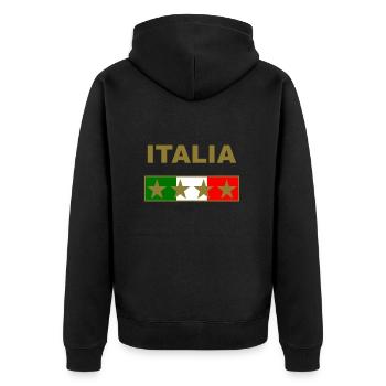 Italien Italy Gold Vier Sterne - Unisex Premium Bio Zip Hoodie - Schwarz - Hinten - Nico (187cm)
