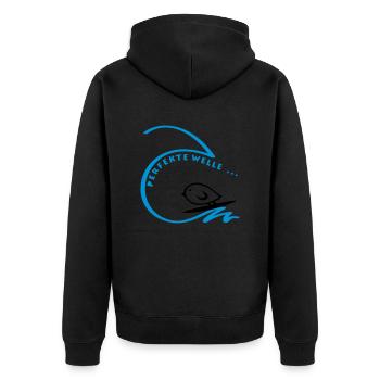 TWEETLERCOOLS - Die perfekte Welle - Unisex Premium Bio Zip Hoodie - Schwarz - Hinten - Nico (187cm)