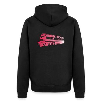 Diesellok V180 Reichsbahn - Unisex Premium Bio Zip Hoodie - Schwarz - Hinten - Nico (187cm)