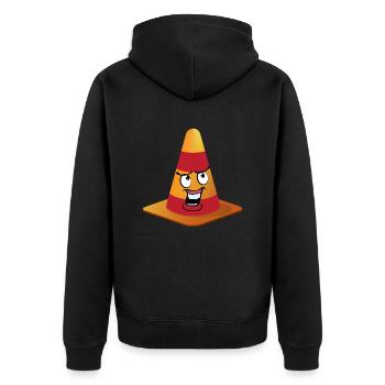 Traffic Cone Smiley - Unisex Premium Organic Zip Hoodie - black - Back - Nico (187cm)