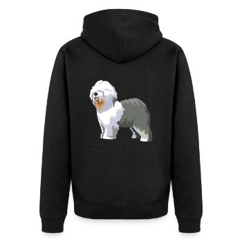 Old English Sheepdog - Unisex Premium Organic Zip Hoodie - black - Back - Nico (187cm)