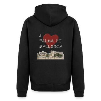 Palma de Mallorca - Unisex Premium Bio Zip Hoodie - Schwarz - Hinten - Nico (187cm)