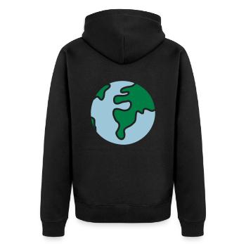 Globus - Welt - Unisex Premium Bio Zip Hoodie - Schwarz - Hinten - Nico (187cm)