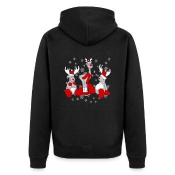Weihnachts Elche - Unisex Premium Bio Zip Hoodie - Schwarz - Hinten - Nico (187cm)
