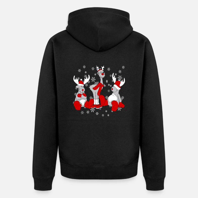 Weihnachts Elche - Unisex Premium Bio Zip Hoodie - Schwarz