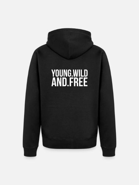 YOUNG AND FREE - Unisex Premium Bio Zip Hoodie - Schwarz