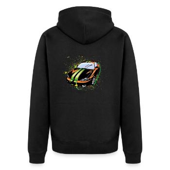 Sport Auto Liner - Unisex Premium Bio Zip Hoodie - Schwarz - Hinten - Nico (187cm)
